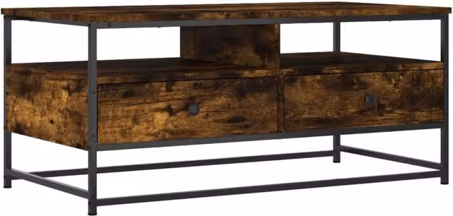 Berkfield Home Smoked Oak Coffee Table in Brown, W/D/H: 100 x 51 x 45 cm – 1