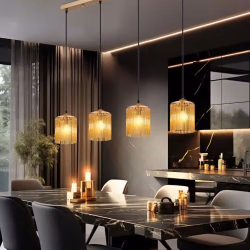 Netlighting Leeds Bar Pendant Ceiling Light in Gold/Brass with 4x E14 Sockets, H x W x D: 133 x 87 x 12 cm – 5