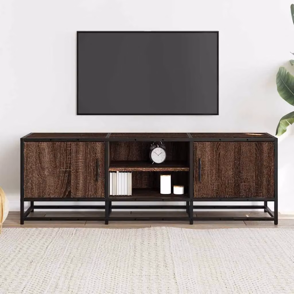 Berkfield Home Industrial TV Cabinet in Brown Oak, W/D/H: 120 x 41 x 35 cm – 3