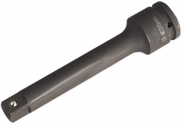 Loops Steel Impact Extension Bar 200mm, 3/4 inch Sq Drive with Spring-Ball Socket Retainer in Silver and Black