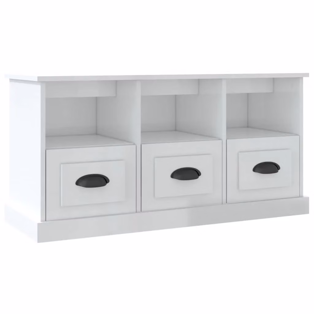 Berkfield Home Modern High Gloss White TV Cabinet, W/D/H: 100 x 35 x 50 cm – 2