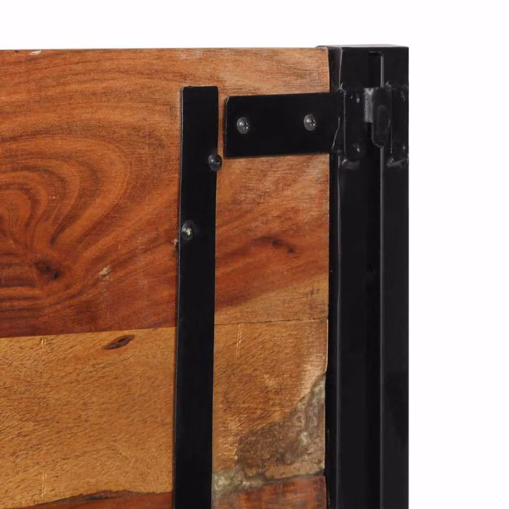 Berkfield Home Industrial Headboard in Brown Reclaimed Wood and Iron, Width: 120 cm – 3