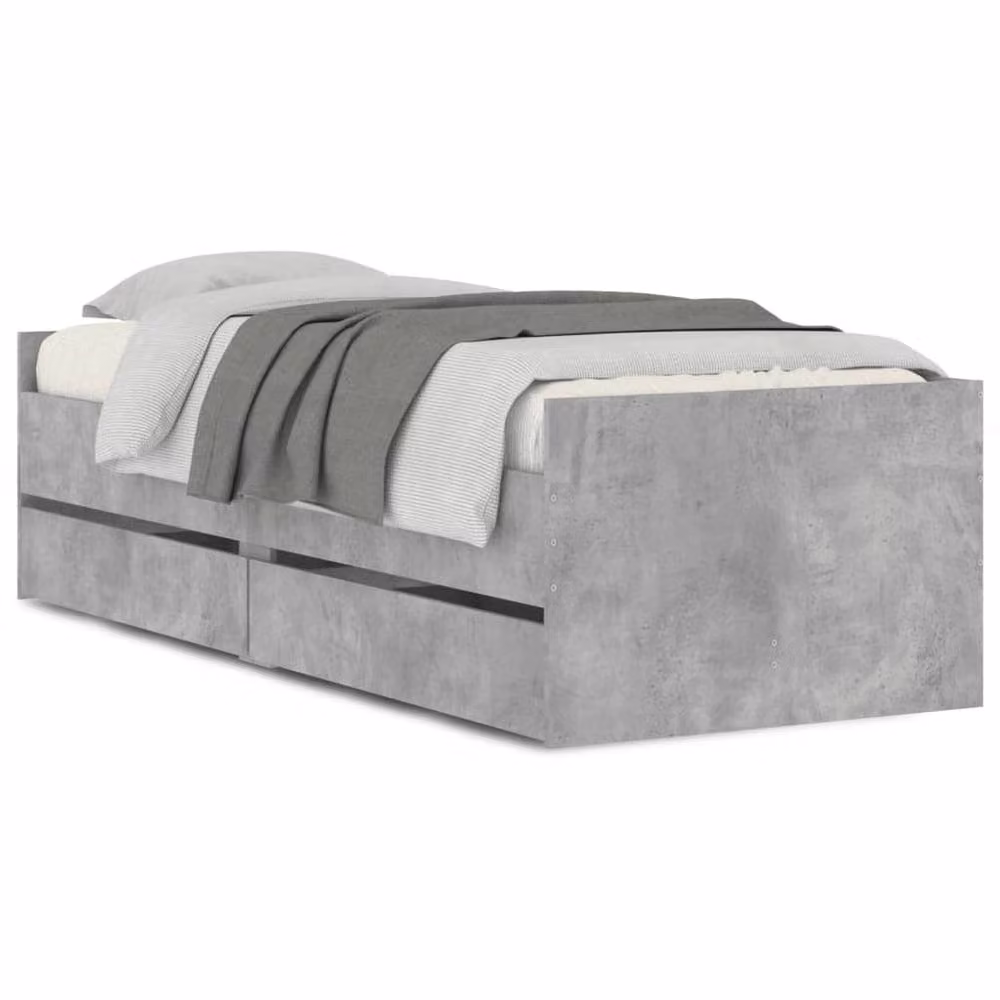 Berkfield Home Modern Bed Frame with Drawers in Concrete Grey, W/D/H: 90 x 200 cm – 2