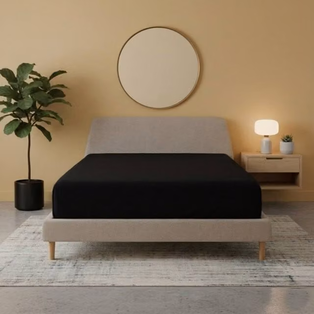 Snug City Black Flannelette Fitted Cotton Sheet, W/D/H: 200 x 200 cm – 1