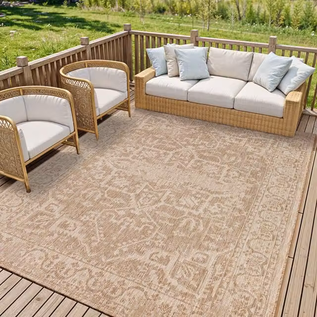 Livabliss Tuareg Vintage Beige Ivory Traditional Boho In & Outdoor Jute-Look Rug W: 160 cm, L: 215 cm