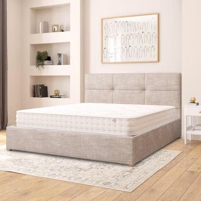 Aspire Caine Upholstered Cotton Ottoman Storage Bed in Grey, Superking, 200 x 200 cm