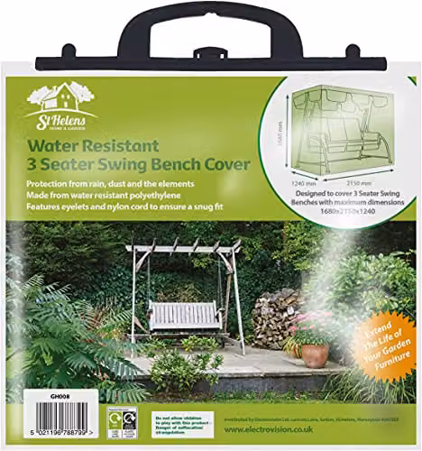 St Helens Home & Garden Water Resistant 3 Seater Swing Bench Cover in Green – 1