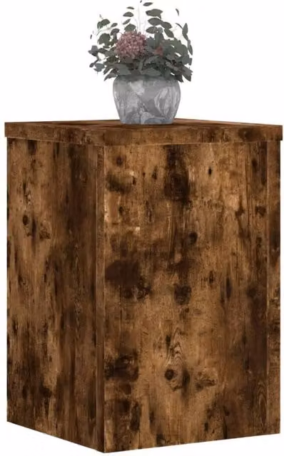 Berkfield Home Set of 2 Smoked Oak Plant Stands in Brown, W/D/H: 25 x 25 x 35 cm – 1