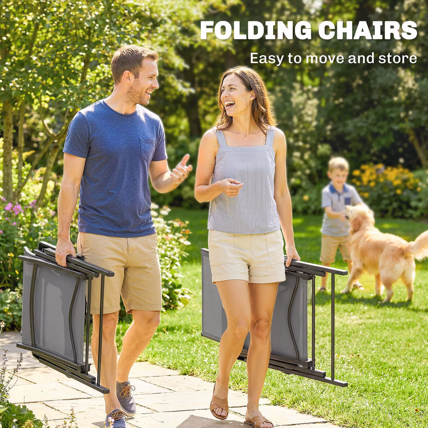 Outsunny 5 Piece Outdoor Dining Set in Grey, Featuring a Square Table and Four Folding Chairs – 4