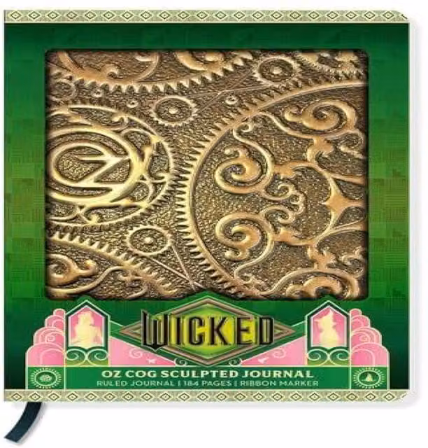 Insight Editions Wicked Oz Cogs Sculpted Lined Hardback Journal in Multicolour and Green