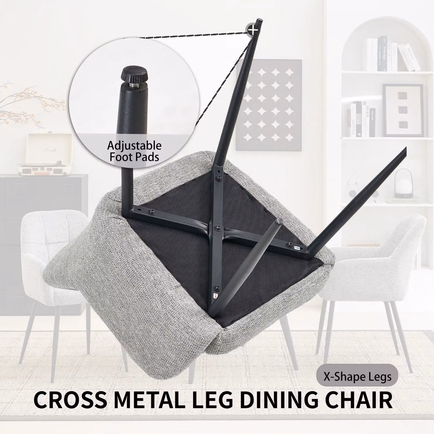 SONARA Modern Single Dining Chair in Grey Chenille Fabric – 3
