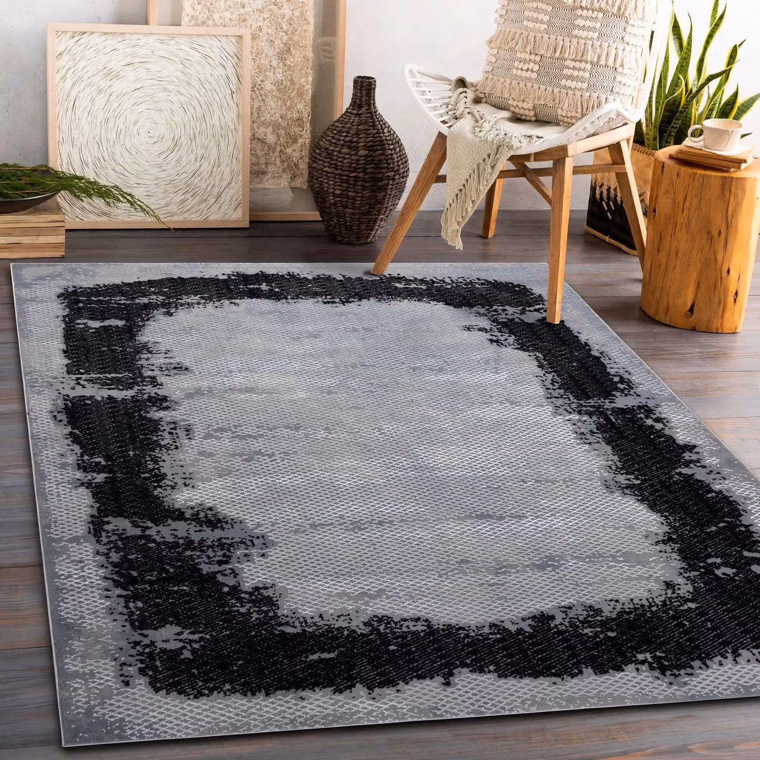RugsX Core Abstract Modern Rug in Black, W: 160 cm, L: 220 cm – 4