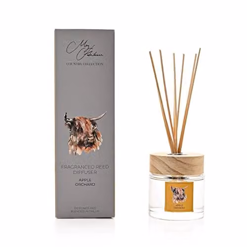 Widdop and Co Meg Hawkins Highland Cow Apple Orchard Scented Reed Diffuser Set, 150ml, White and Multicolour