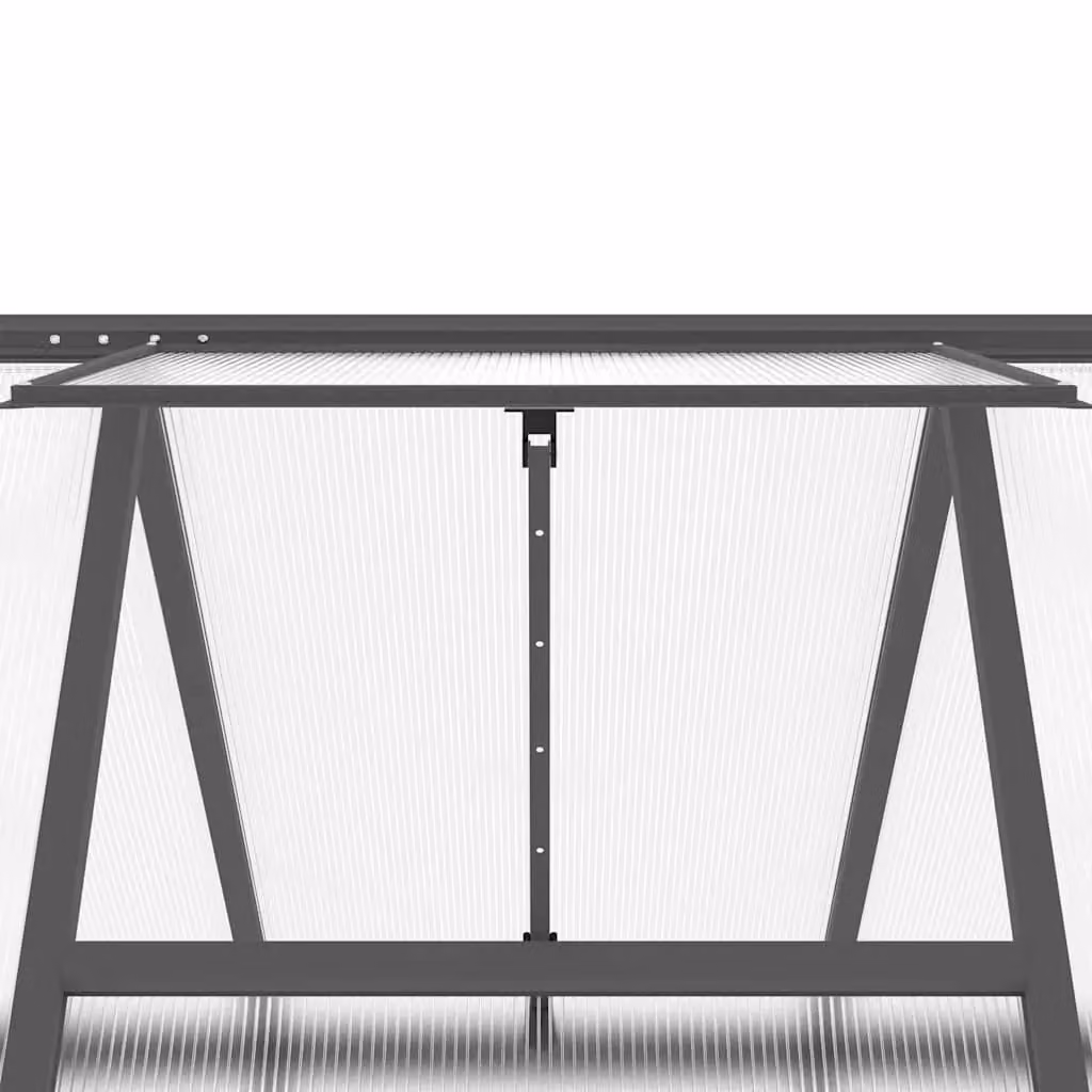 Berkfield Home Anthracite Aluminium Greenhouse with Polycarbonate Windows and Base Frame W/D/H: 445 x 169 x 195 cm – 3
