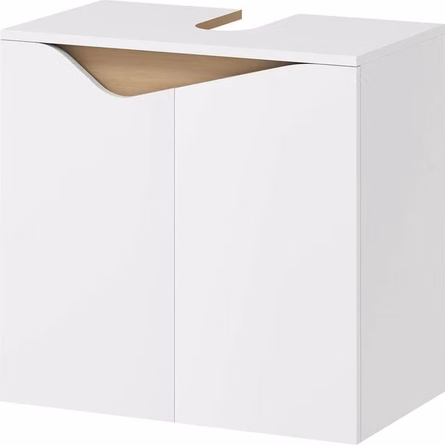 NESTLUNE White Matt Under Sink Bathroom Cabinet with Soft Close Hinged Doors
