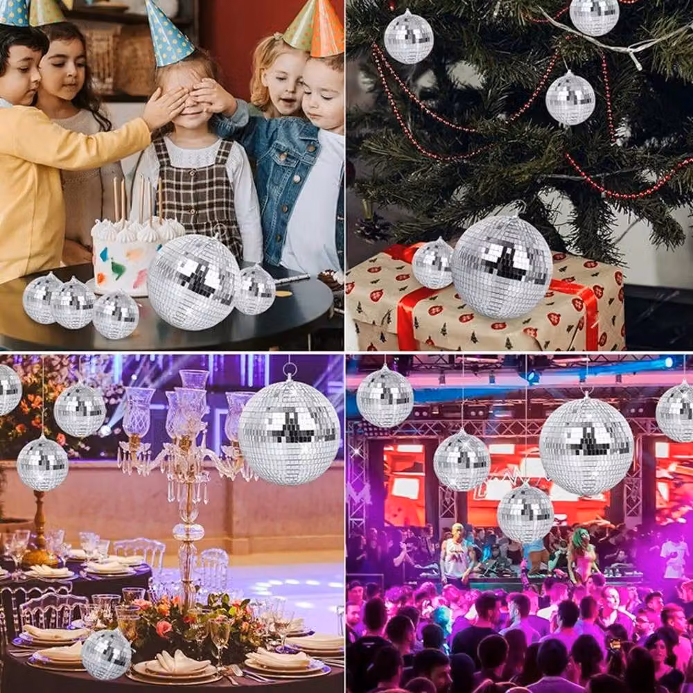 FLAVORA Silver Hanging Disco Mirror Ball, Diameter: 20 cm – 5