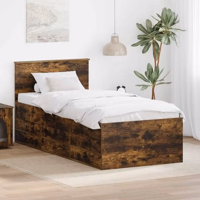 Berkfield Home Modern Manual Daybed in Smoked Oak and Black, W/D/H: 75 x 190 cm