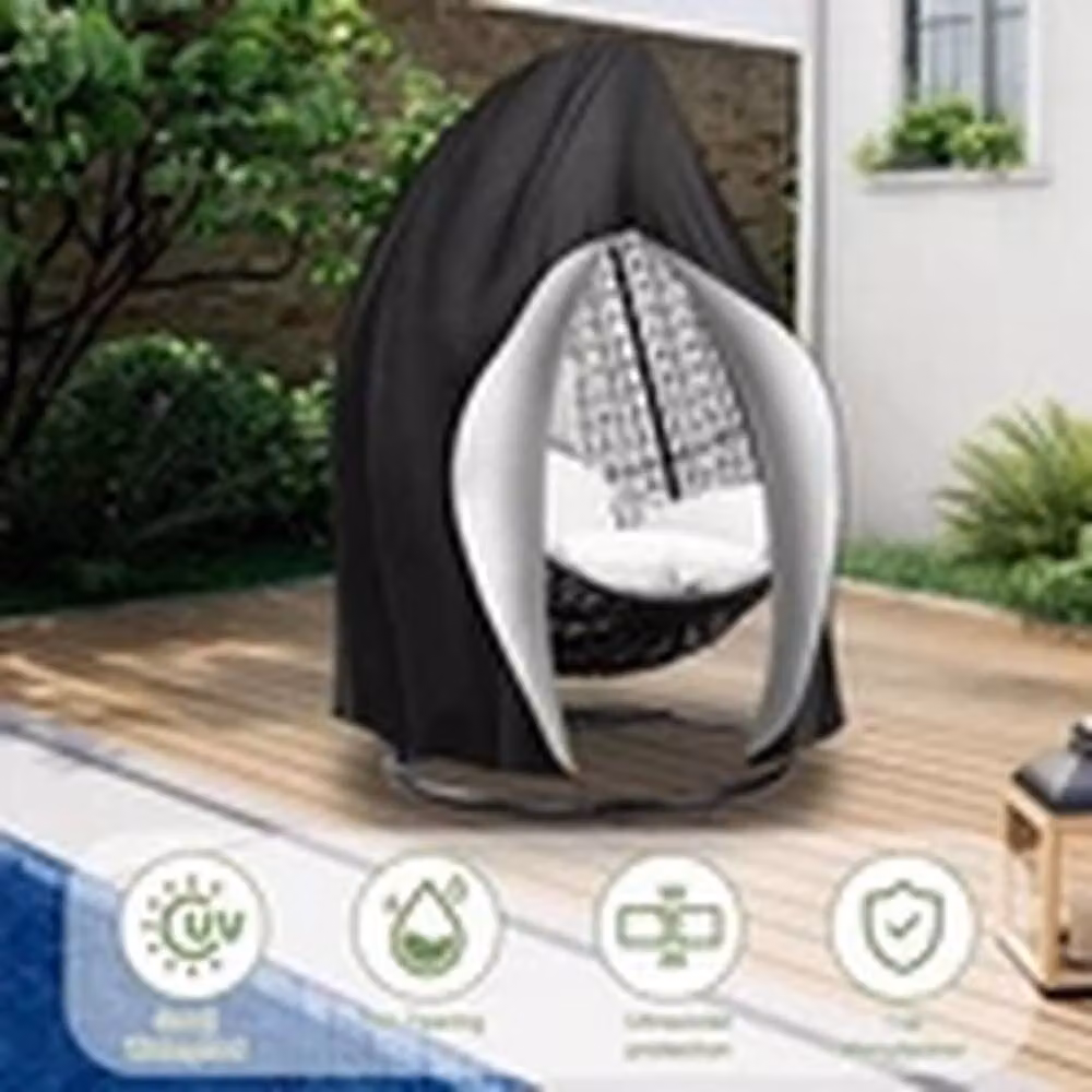 EONLION Heavy Duty Waterproof Egg Chair Cover in Black – 4
