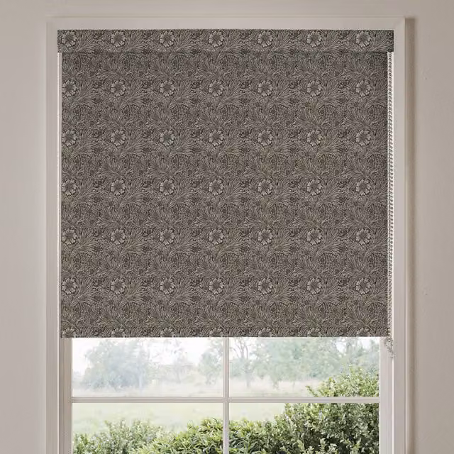 William Morris Marigold Translucent Made To Measure Roller Blind in Iron, Brown and Grey Floral Polyester