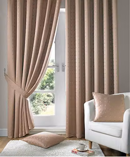 IT IDEAL TEXTILES Beige Pencil Pleat Opaque Curtains W: 115 cm, H: 225 cm – 1
