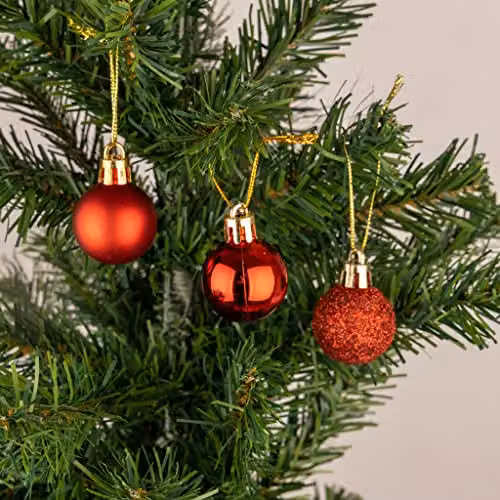 Shatchi 24-Piece Shatterproof Christmas Bauble Set in Red and Gold – 5