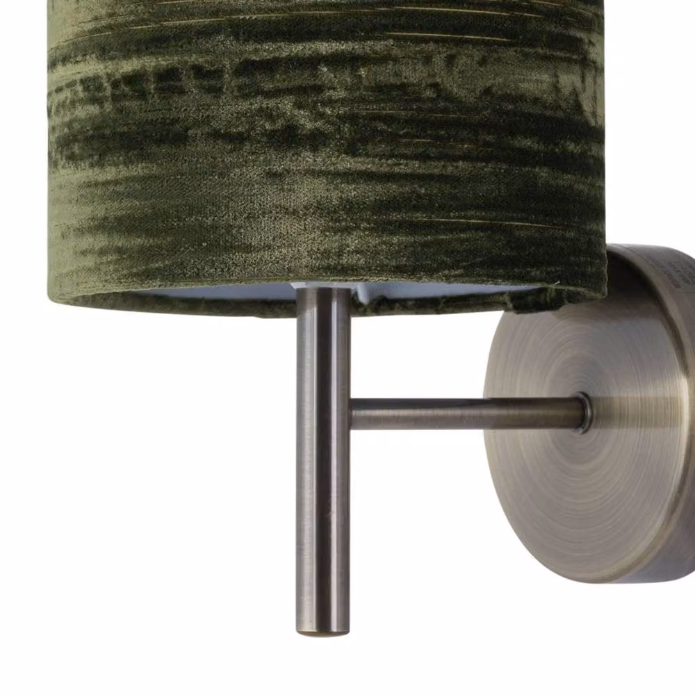 First Choice Lighting Brea Antique Brass Wall Light with Green Fabric Shade – 2