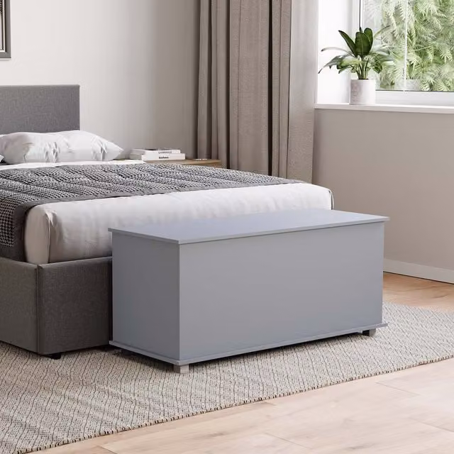 Vida Designs Leon Grey Storage Ottoman Toy Box