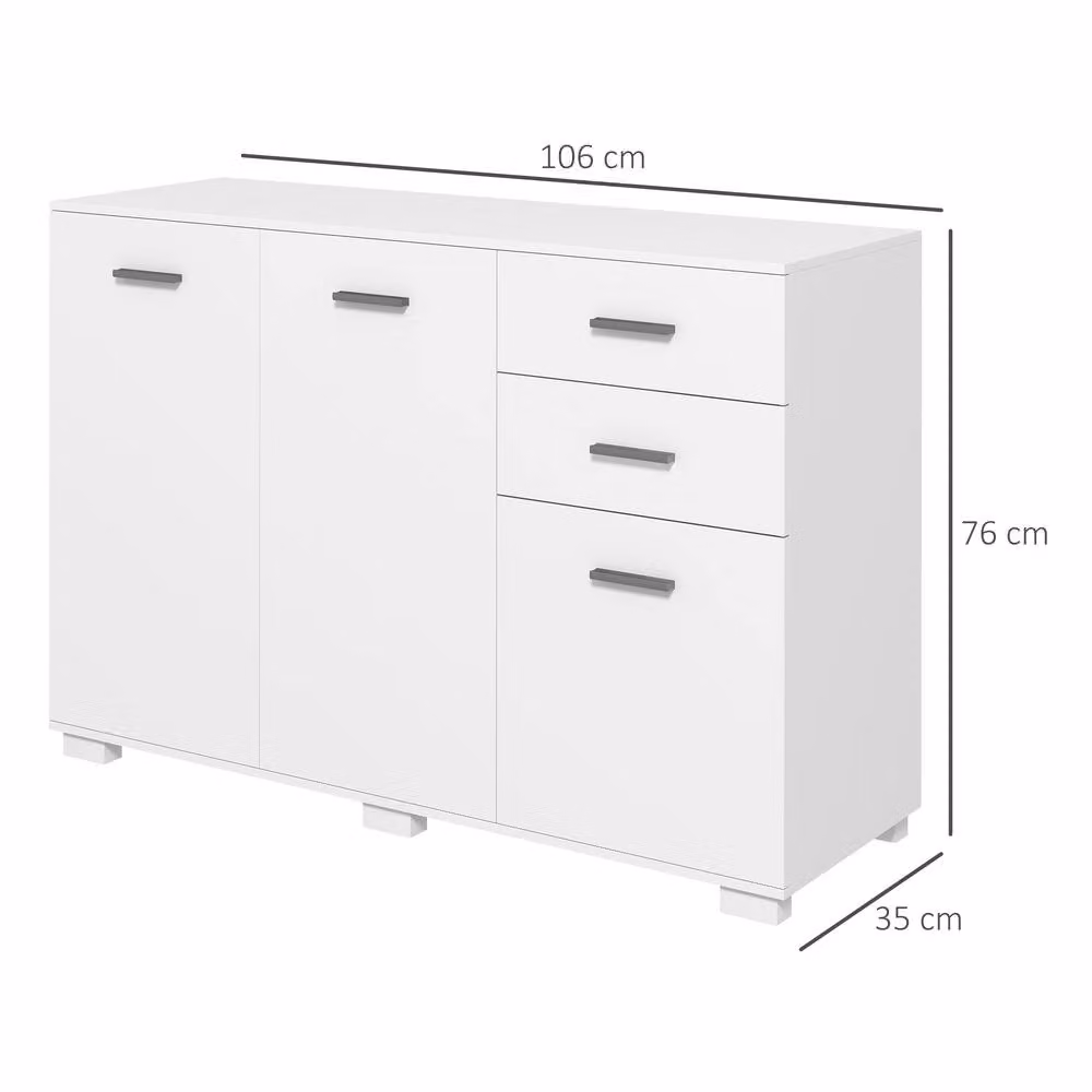 STILVORA Modern White Matt Sideboard with 2 Drawers and 3 Doors – 2