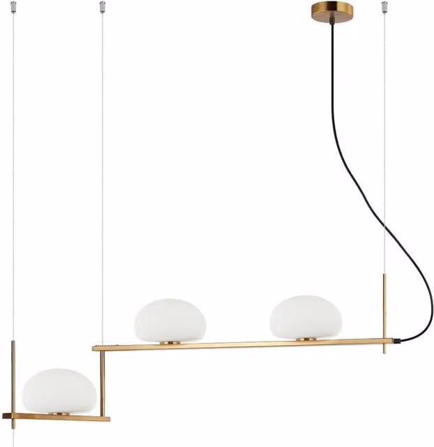 Netlighting Kernio Bar Pendant Ceiling Light in Gold/Brass with 3xG9 Bulbs and Height Adjustable Design