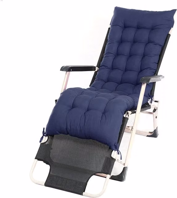 Kidkid Blue Rectangular Outdoor Bench Recliner Lounger Seat Cushion, W/D/H: 50 x 50 x 1 cm
