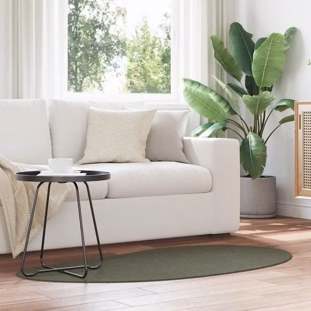 Berkfield Home Oval Area Rug in Forest Green and Multicolour, W/D: 80 x 150 cm, Non-Slip and Washable Polyester