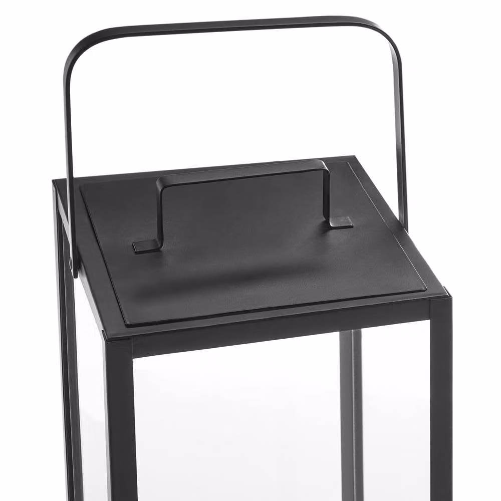 Wyld and Coco Nimbus Black Iron Industrial Modern Tabletop Pillar Candle Lantern, Height: 41 cm – 3