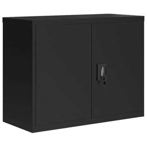 vidaXL Modern Black Metal File Cabinet with Lock and Adjustable Shelves, W/D/H: 90 x 40 x 70 cm – 1