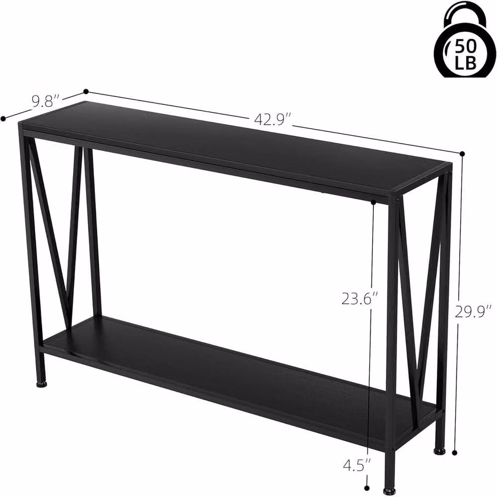 KORVIXA Black 2-Tier Modern Square Side Table W/D/H: 100 x 100 x 75.9 cm – 2