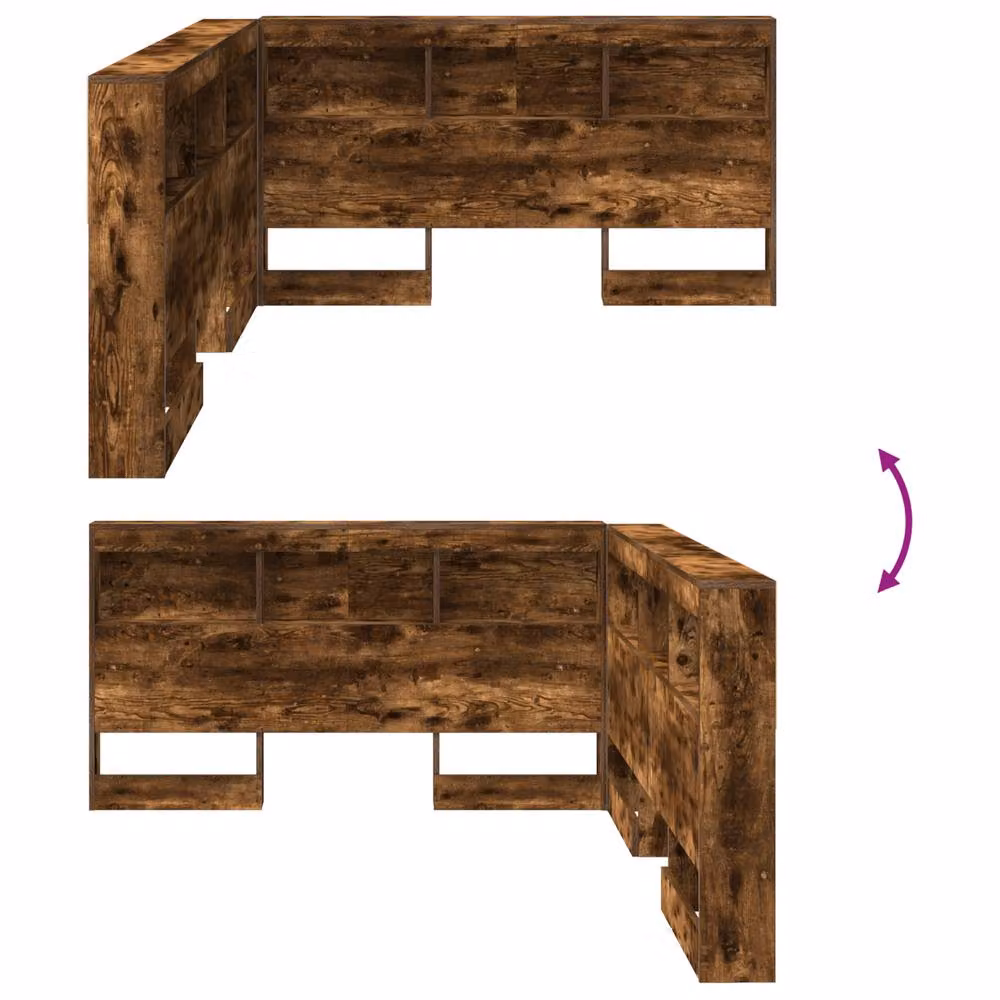 Berkfield Home Smoked Oak Storage Headboard with Integrated Shelf, Brown, Width: 160 cm – 6