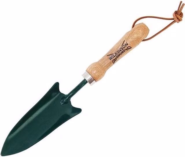 Wilkinson Sword Transplanter Trowel with Steel and Wood Handle in Green and Multicolour