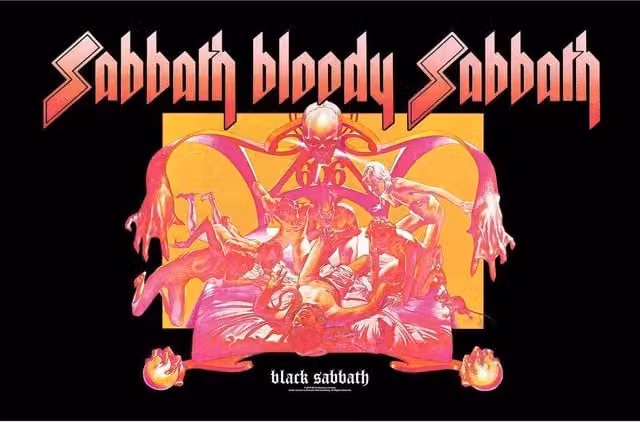 Black Sabbath Sabbath Bloody Sabbath Textile Wall Poster in Black and Pink
