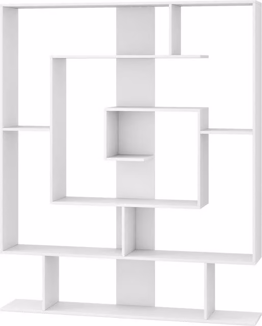 Costway 7-Tier Geometric Bookshelf in White