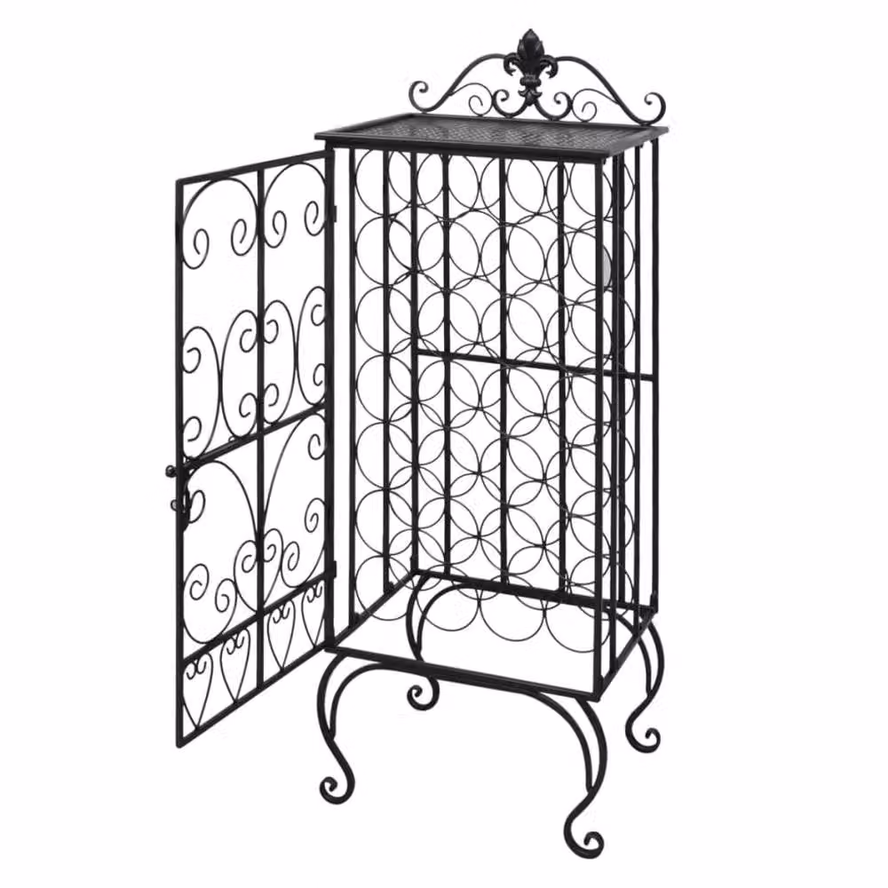 Berkfield Home Elegant Metal Wine Rack in Matt Black, Holds 28 Bottles, W/D/H: 111 x 47 x 35 cm – 3