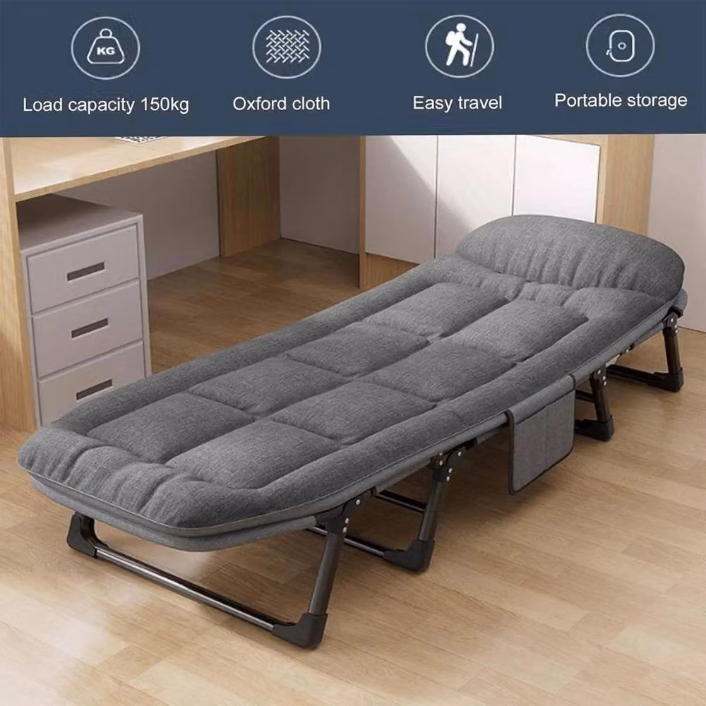 EONLION Folding Sun Lounger Recliner with Adjustable Headrest in Grey – 3