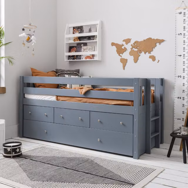 Noa and Nani Matilda Midsleeper Cabin Bed with Drawers in Grey