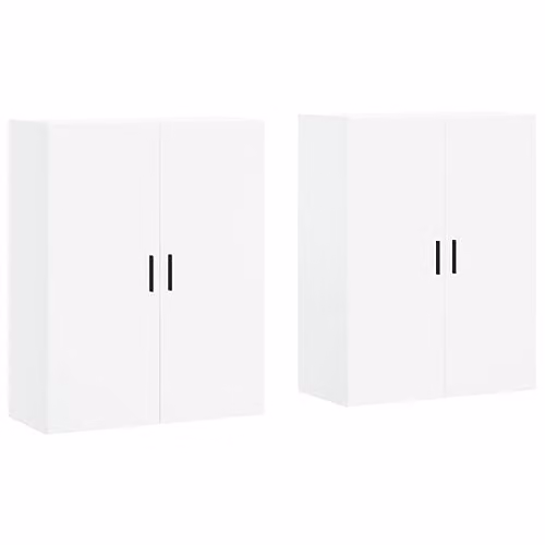 vidaXL Set of 2 Modern Wall Mounted Cabinets in White, W/D/H: 69.5 x 34 x 90 cm
