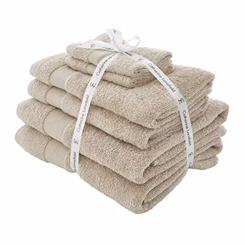 Catherine Lansfield 6 Piece Cotton Towel Bale in Beige
