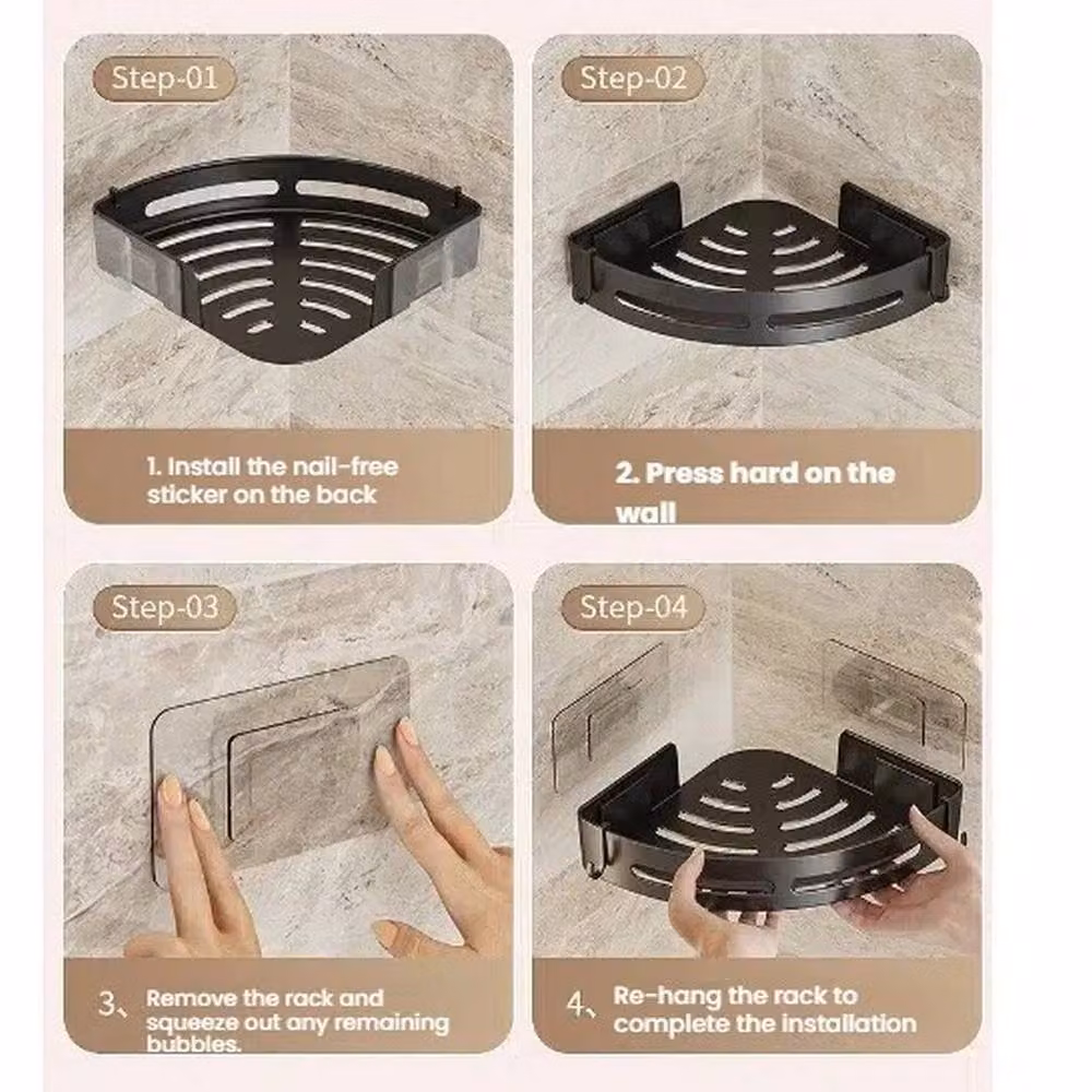 NESTLUNE 2 Pack Metal Bathroom Shower Caddy Suction Storage Shelves in Black – 2
