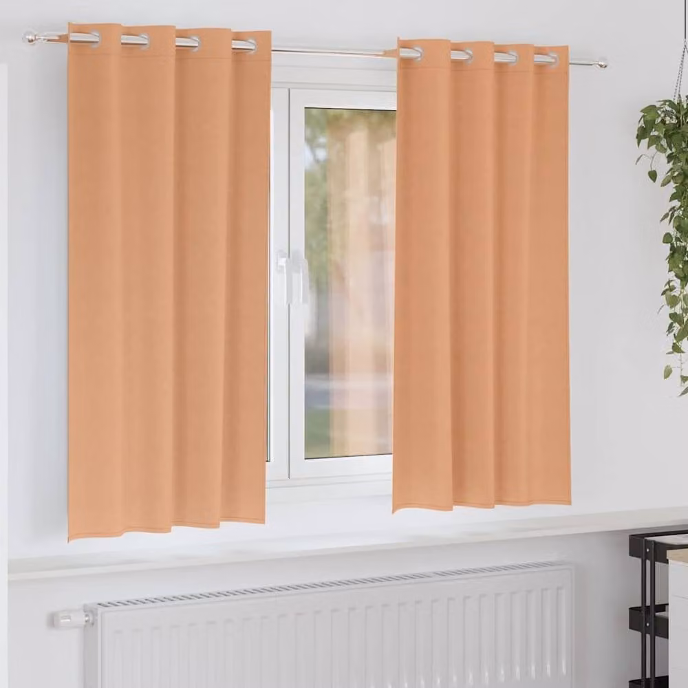 Berkfield Home Bright Opaque Eyelet Curtains, 2 Pack, Brown, W: 140 cm, H: 175 cm