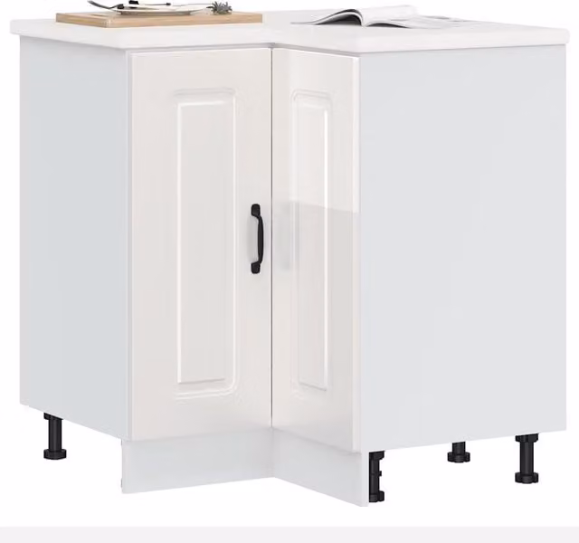 Berkfield Home Kalmar High Gloss White Kitchen Corner Base Cabinet
