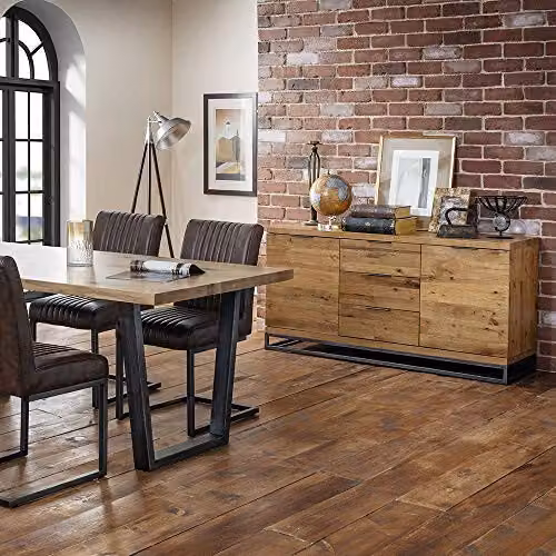 Julian Bowen Brooklyn Oak and Metal 2 Door 3 Drawer Industrial Sideboard – 3