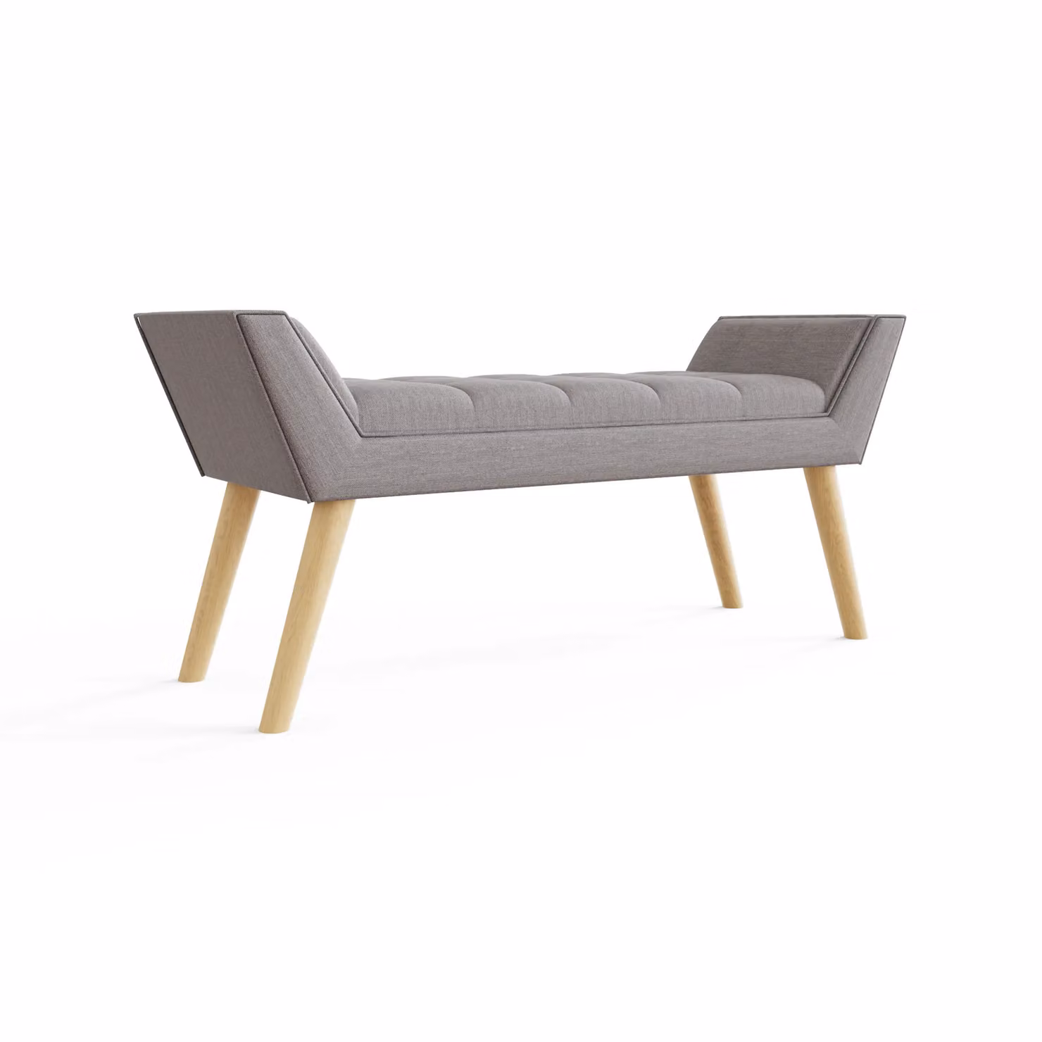 GFW Milan Mid-Century Upholstered Storage Bench in Grey Fabric – 3