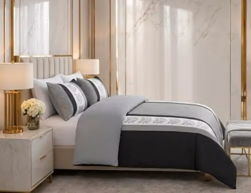 Lazzaro Reversible Single Duvet Cover and Pillowcase Set, Grey Microfibre, W/D/H: 135 x 200 cm and 50 x 75 cm – 7