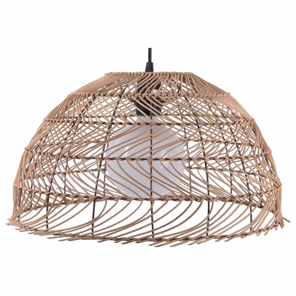 Wyld and Coco Rattan Bell Pendant Light in Brown and Beige – 2